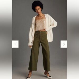 Anthropologie The Colette Cropped Wide-Leg Pants by Maeve Color: Holly 26P NWT